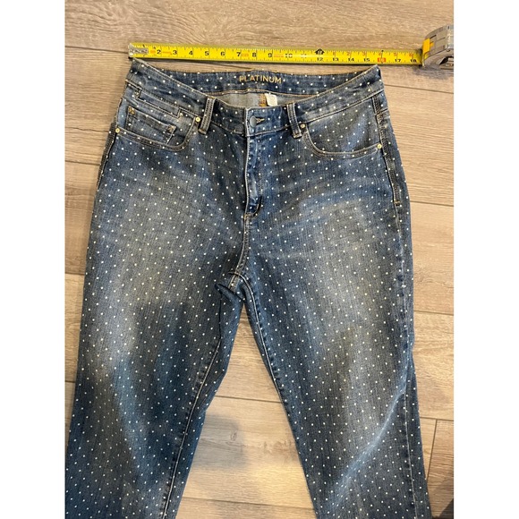 Platinum Denim Jeans Dot Print High Rise Ankle Casual Everyday Chico Size 1.5 - Picture 1 of 4